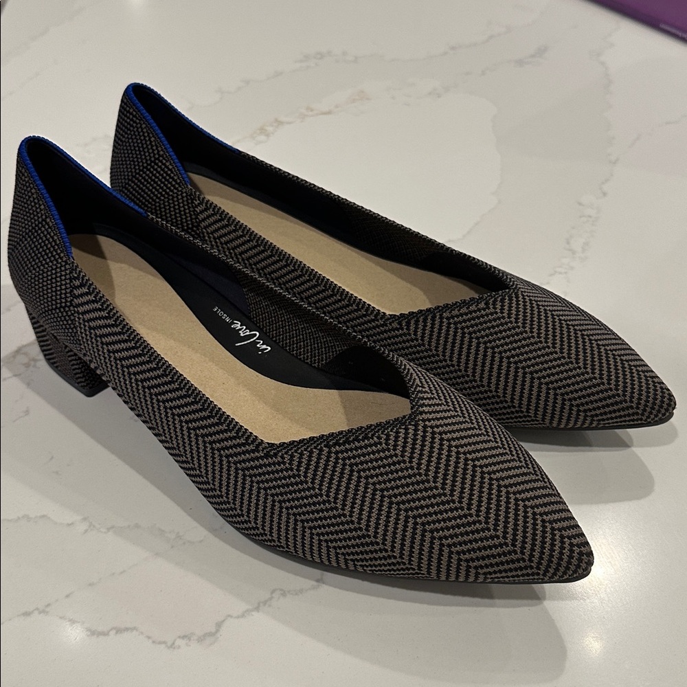 Rothy’s Women’s High Point Block Heel Shoes In Love Insoles Herringbone Size 13